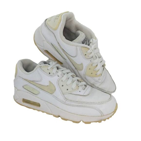 Nike Air Max 90 LTR GS Girl's Pre-owned Ivory and White Sneakers - sz. 6Y - Picture 1 of 6